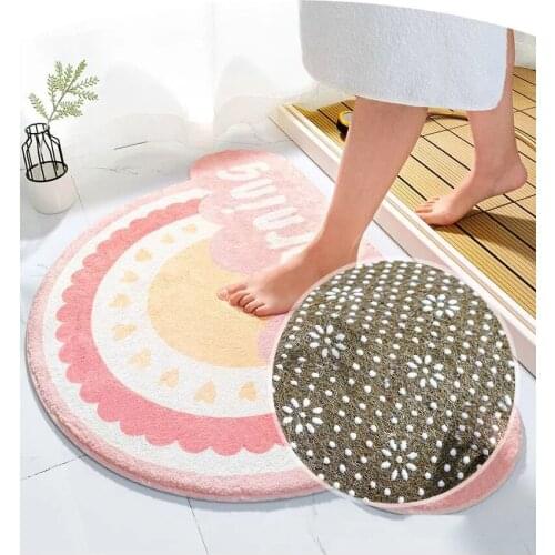 Semi-circular Floor Mat Home Decor Doormat Anti-Slip Rainbow Printed Floor Mat for Toilet Carpet Rug Absorbent Entrance Door Mat