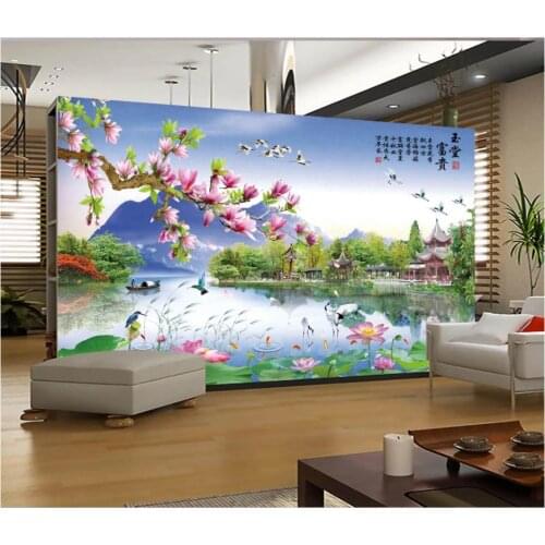 Custom photo wallpaper for walls 3 d murals wallpapers HD garden scenery lotus landscape mural painting wall decoration painting