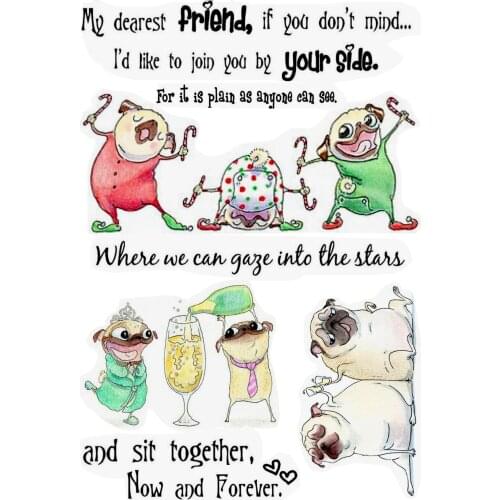 Pugs Joy Transparent Silicone Rubber Stamp and Metal Die Sheet Cling Scrapbooking DIY Cute Pattern Photo Album