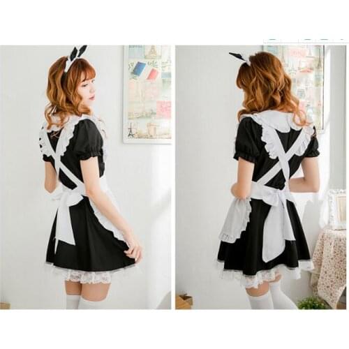 Sexy French Maid Costume Sweet Gothic Lolita Dress Anime Cosplay Maid Uniform Plus Size Halloween Costumes For Women
