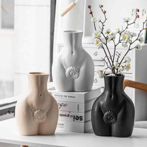 Nordic Abstract Female Body Sculpture Ceramic Vase Home Decoration Accessories Living Room Dining Table Flower Arrangement Vases
