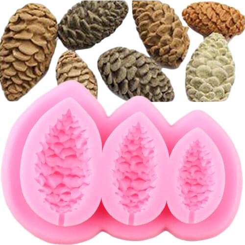 Pine Cones Silicone Molds DIY Christmas Cake Decorating Tools Cupcake Topper Fondant Mold Cookie Candy Chocolate Gumpaste Mould