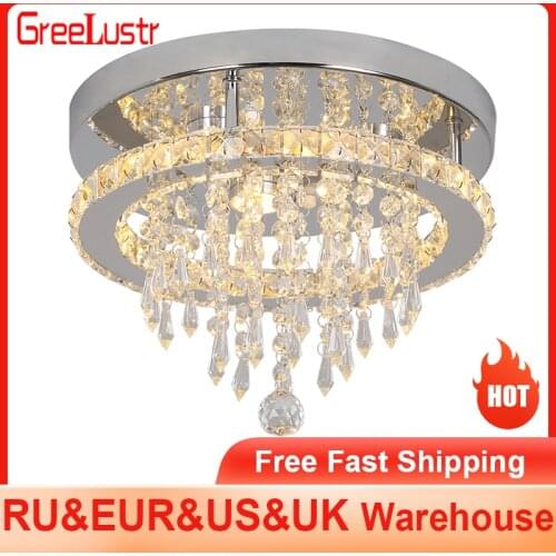 Modern Chrome Crystal Ceiling Light Fixture 29W Led Lamparas Ceiling Corridor Lamp Luminaire for Living room Kitchen Led Lustres