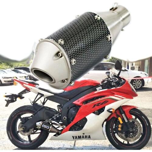 Universal 51mm Motorcycle Exhaust Scooter Exhaust Muffler GY6 FOR YAMAHA R1 R3 R6 FZ6 ATV Pit bike Fish Style Exhaust AK176