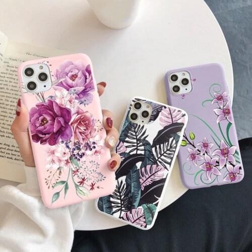 Vintage Flowers Leaves Phone Case for iPhone 12 11 Pro XS MAX Mini X XR XS SE 2020 8 7 6S Plus Soft TPU Matte Cover Funds Capa