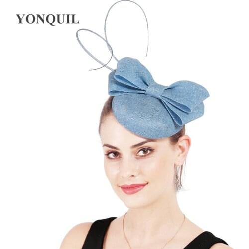 Lady Fashion Simulation Bowknot Adorn Fascinator Hat With Ostrich Quill Headpiece Headband Elegant For Women Hair Accessories