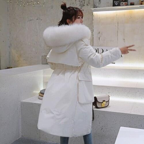 Winter down Jacket Womens 2020 New Mid-Length Fashion Large Size Womens Loose over Knee Thicken Big Fur Collar