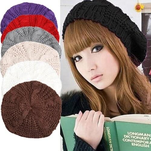 Winter Twisted Girl Beret Knitted Hat Keep Warm Cap Multicolor Fashion For Women 7 Colors Sale SK88