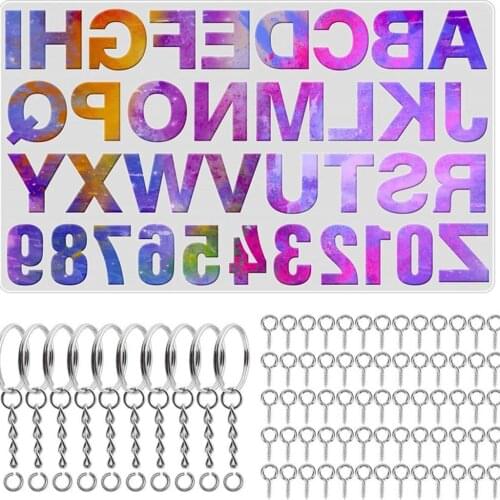 1 Set Crystal Epoxy Resin Mold Alphabet Letter Number Keychain Pendant Casting Silicone Mould DIY Crafts Jewelry Making Tools