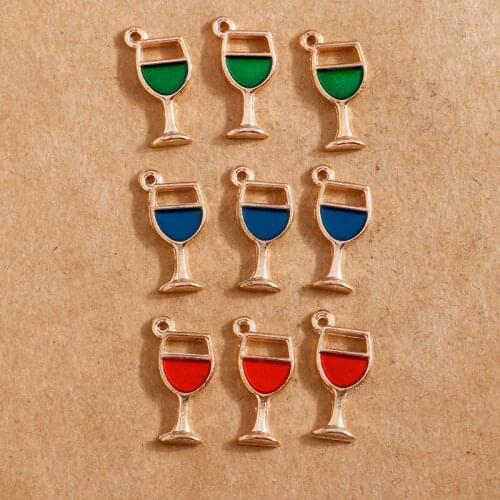 10pcs/lot 7*17mm Enamel Red Wine Glass Pendants Charms for Jewelry Making Earrings Pendant Necklace Charms DIY Findings Jewelry