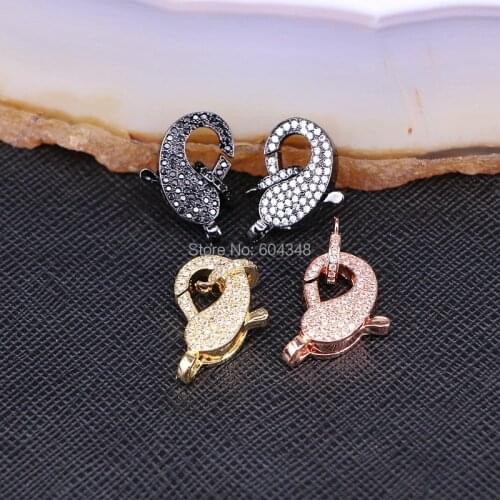 10PCS ZYZ180-9407 Crystal Zirconia Metal Copper Clasps, 11 * 20 mm, Paved CZ Lobster Clasp DIY Jewelry Findings