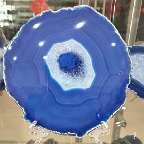 150-160MM Natural agate slices coaster Polished Blue Agate Slice