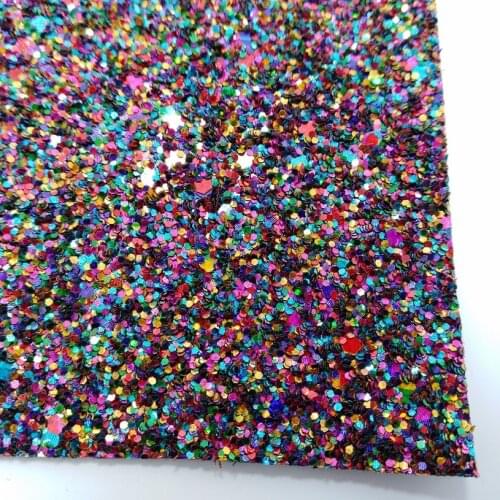 2 PCS A4 SIZE (21x29cm) Mixed Color Synthetic Leather Chunky Glitter Leather Glitter Fabric PU Leather for DIY Sewing 6S17