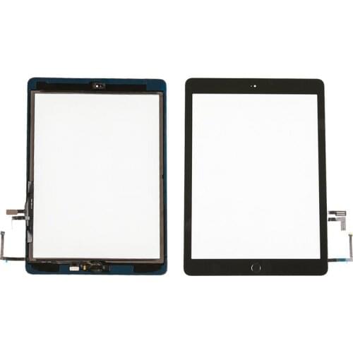 20pcs/lot New 2017 A1822 A1823 Touch Screen For iPad 5th Digitizer Outer Panel Front Glass With home button +cable