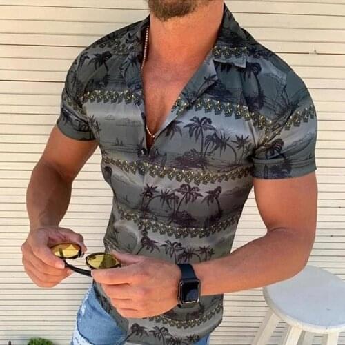 2020 Fashion Mens Printed Shirt Casual Business short Sleeve Loose Shirt hawaiian shirt retro plus Size streetwear harajuku
