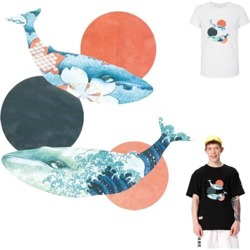 Japan Style Fish applique Iron on transfers For Clothing vinyl transfer patch badge iron-on transfer stickers patches on Clothes