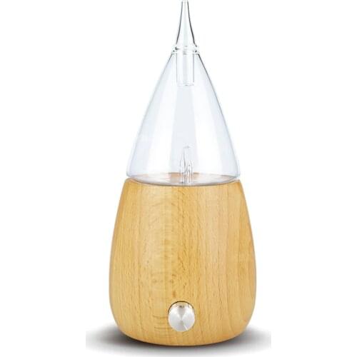 Essential Oil Aroma Diffuser Round Solid Wood Waterless Aromatherapy Scent Machine,LED Colored Nebulizing with Higher Atomizing