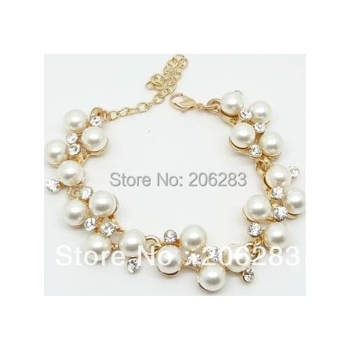 B001 luxury fashion crystal exquisite pearl bracelet 5pcs/lot+free shipping
