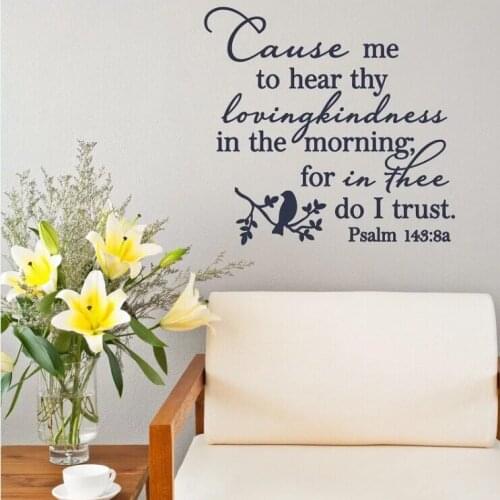 Bible Verse Quote Wall stickers Psalm 143:8a Lettering Vinyl Decal Lovingkindness Faith Vinyl Wall Art Mural Decoration Home Art