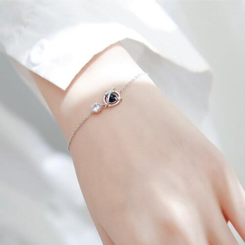 Blue planet bracelet female Korean version ins niche design simple personality student girlfriends bracelet silver jewelry
