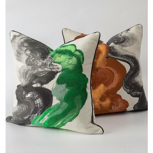 DUNXDECO Cushion Cover Decorative Pillow Case Modern Luxury Chinese Painting Artistic Soft Sofa Chair Bedding Coussin