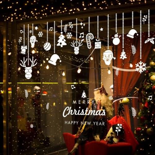 DIY Christmas Day Wall Sticker Christmas Ornaments Bedroom Living Room Removable Waterproof Glass Home Decor Wall Stickers