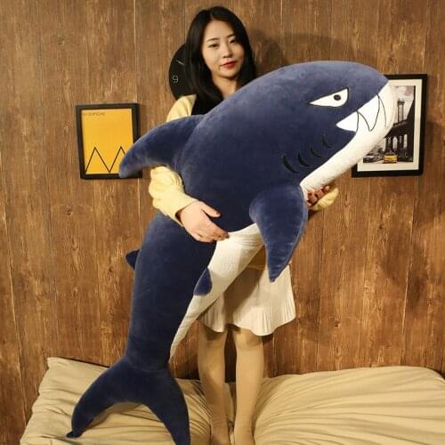 60/80/100/120cm New Big Size Funny Soft Bite Shark Plush Toy Pillow Kids Boy Girl Appease Toy Cushion Birthday Gift For Children