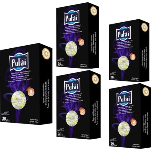 Pufai Disposable Cigarette Filter Regular 8 mm 150 Piece 5 Boxes Dark