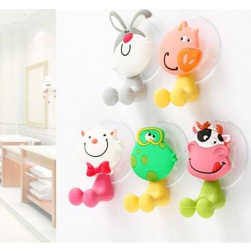 Creative Cute Cartoon Toothbrush Holder Strong Suction Cup Holder Plastic Toothbrush Holder Free Shipping 5 Pieces/Set