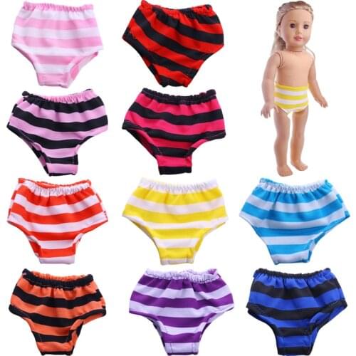 Doll Striped Underwear For 18 Inch American & 43Cm Baby New Born Doll A Gift For Our Generation Doll Daily Life