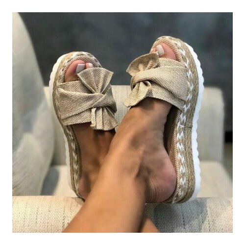 Summer slippers women Shoes Summer wedge Thick bottom slippers Bow Slippers women fashion 2020 NEW plus size Shoes