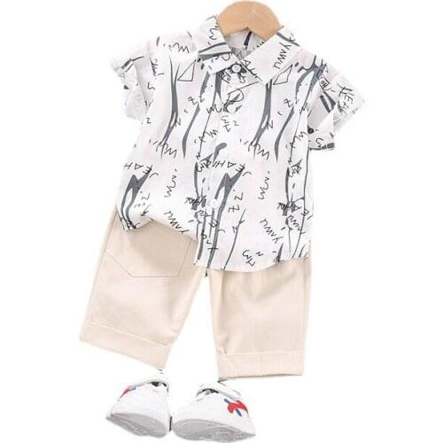 Summer Kids Boy Casual Clothes Suit New Children Gentleman Shirt Shorts 2Pcs/sets Baby Infant Clothing Toddler Cotton Sportswear