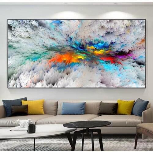 Wall Art Landscape Picture Canvas Print Abstract Color Cloud Painting For Living Room Home Decor No Frame