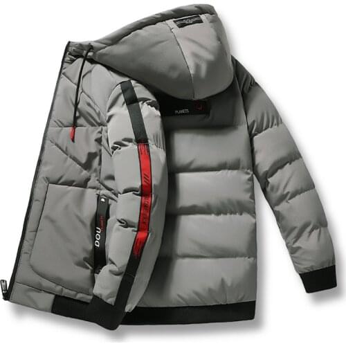 2021 New Mens Winter Warm Jacket Slim Fit Fashion Plush Thickening Outwear Tracksuit Men Hooded Cotton With Zipper Parkas