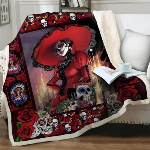 3D skull printed Blanket on Bed Throw Sherpa Blanket Bedspread Bedding warm soft flannel Blanket Couch quilt cover Home Textiles