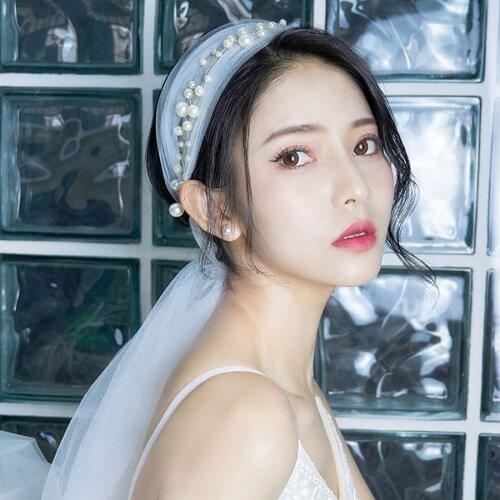 Fairy Imitation Pearl veil Retro Simple crepe headbands Bridal Headdress Wedding hair Accessories