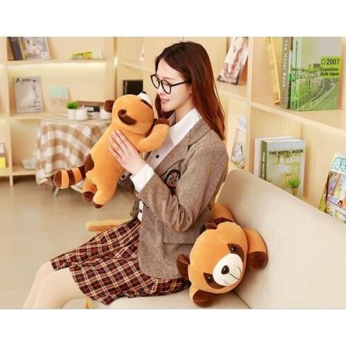 About 40cm cartoon prone raccoon plush toy soft throw pillow Christmas gift b0848