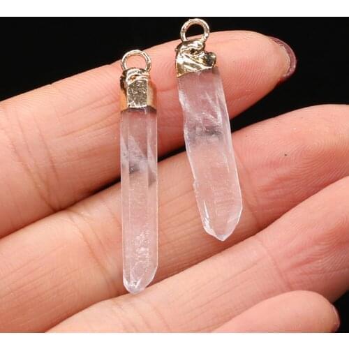 Small Pendants Natural Stone Crystal Pillar Reiki Healing Gem Pendant DIY for Necklace Accessories or Jewelry Making 5x20-6x30mm
