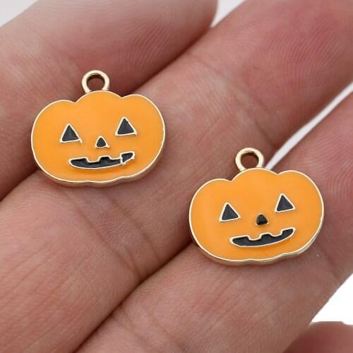 5Pcs Enamel Gold Color Pumpkin Charm Pendant for Jewelry Making Earrings Bracelet Necklace Accessories DIY Findings