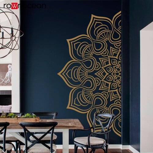 Half Mandala Wall Decal Headboard Master Bedroom Boho Bohemian Decor Vinyl Sticker Yoga Studio Namaste Ornament Decor E726