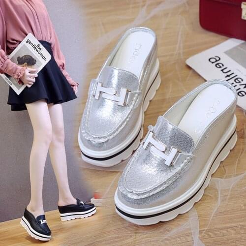 High Heels Women Wedges Slippers Fashion Pu Leather High-heeled Women Flip-flops Thick Heels Platform Slippers Women For Summer