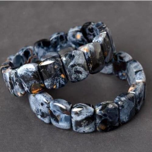 Blue Pietersite stone square 13*18mm bracelet 7.5inch FPPJ wholesale beads nature AA
