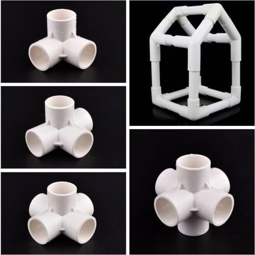 1pc White 20~50mm PVC Pipe Connectors 3D Three Dimensional 3/4/5/6 Ways DIY Shelf Garden Watering Irrigation Water Tube Joint
