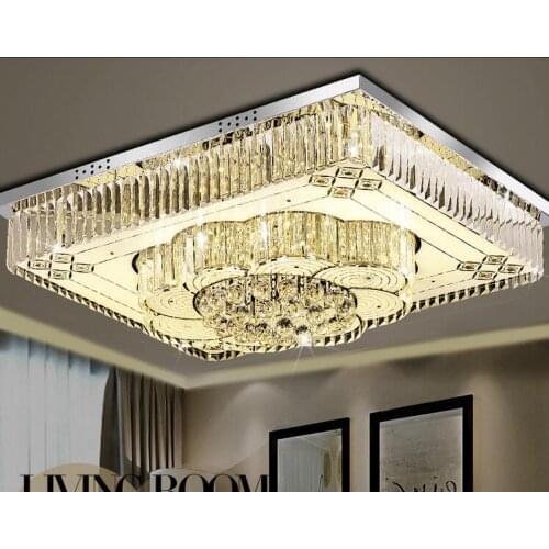 Led rectangle crystal k9 ceiling lamp living room lights modern bedroom restaurant Ceiling Lights atmosphere creative CL SJ24