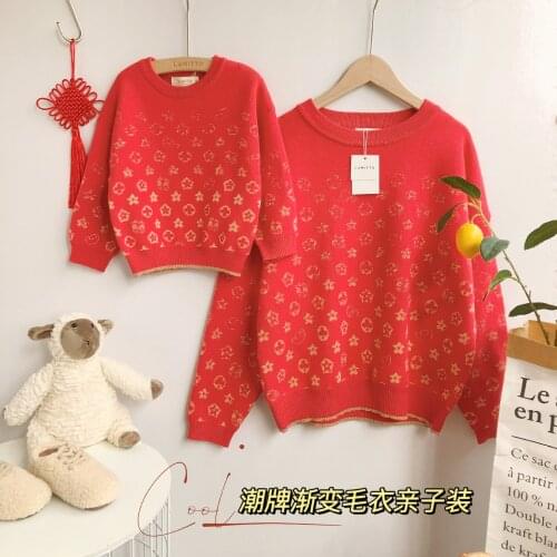 Tonytaobaby New Parent-child New Years Wear Autumn Fall Girl Toddler Outfits Baby Sweater Sweater Toddler Boy Sweater