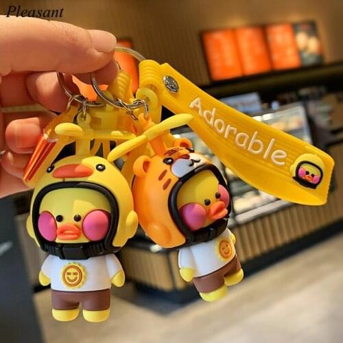 Trend Doll Cute Bamboo Dragonfly Keychain Cartoon Little Yellow Duck Keychain Pendant Couple Bag Pendant Wholesale