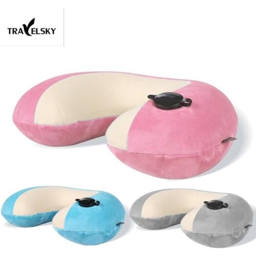 Infaltable travel pillow coolmax material for travel or home 6 colors choose free shipping send eye mask and earplug 13406C