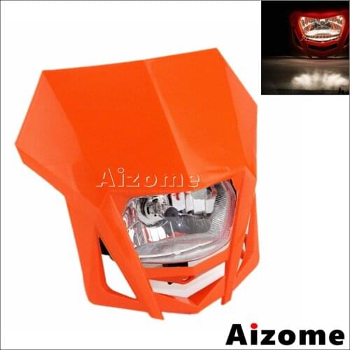 Universal Motorcycle Headlight Fairing 35W H4 Hi/Lo Beam Head Light Supermoto Dirt Bike Enduro Headlight For Yamaha Suzuki Honda