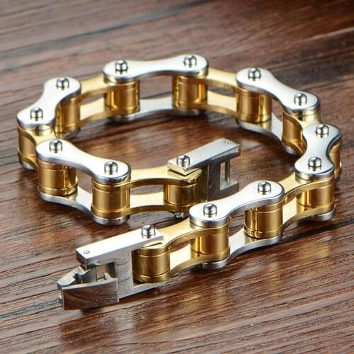 High Quality 316L Stainless Steel Bracelet Bangle Biker Bicycle Motorcycle Link Chain Men Boy Jewelry 20.5cm
