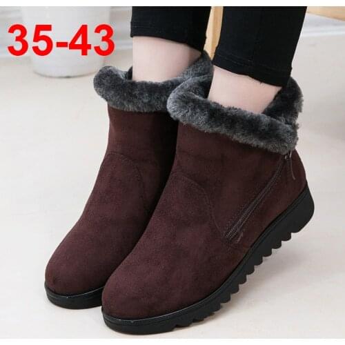 Weweya Snow Boots Women Winter Warm Fur Ladies Zip Platform Suede Wedge Fashion Ankle Boot Female Comfort Casual Shoes Plus Size